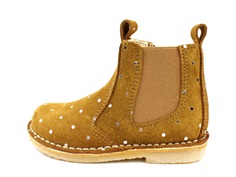 Pom Pom ancle boot camel gold dot with elastic and zipper